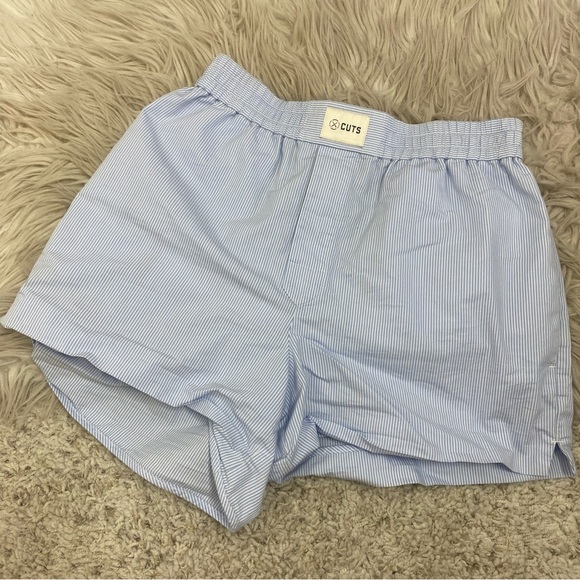 Cuts Clothing Pants - CUTS Blue White Striped Cotton Boxer Shorts